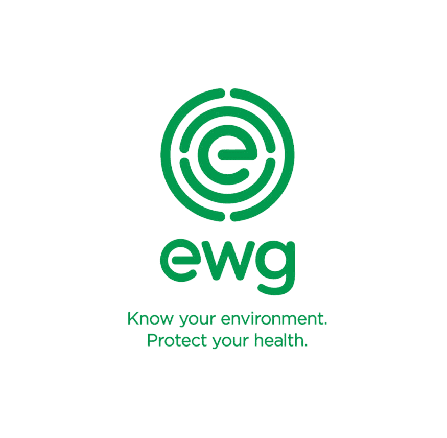 Green logo with a stylized letter 'e' inside concentric circles above the acronym "ewg." Below, the text reads, "Know your environment. Protect your health."